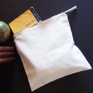 Natural Cotton Zipper Bag Flat Pouch with Gold Zipper 11x10 - 11 wide x 10 inches